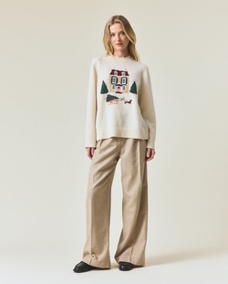 Strikket Julegenser i Merinoull Offwhite - Lexington