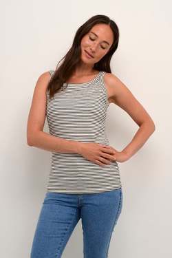 Kaia Tank Top Chalk/Black Stripe - Kaffe Clothing