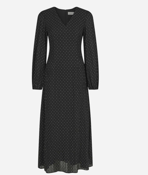 Toya dot crepe dress  black - Neo noir