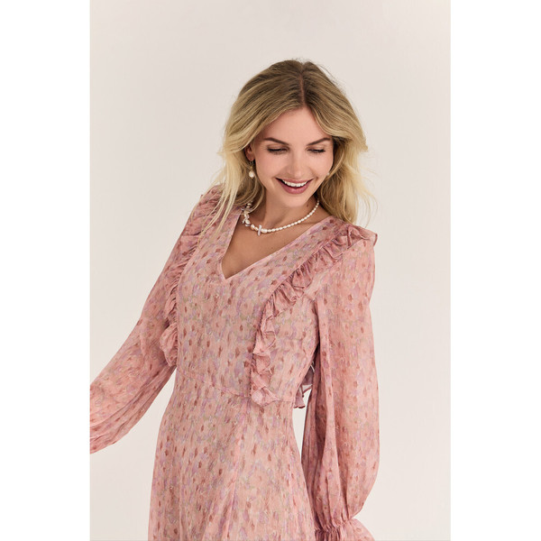 Flounce dress Old Rose - A-view