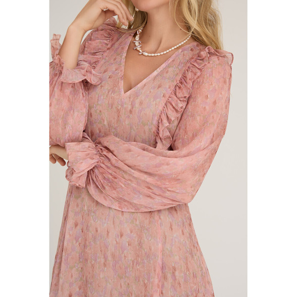 Flounce dress Old Rose - A-view