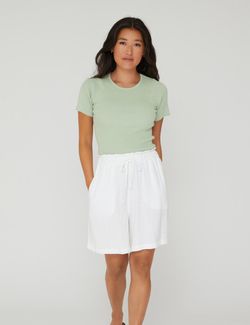 Rib knit short sleeve top Mint - A-view