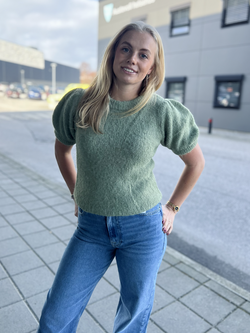 Emilie Bow Pullover Oil Green - Kaffe Clothing