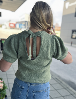 Emilie Bow Pullover Oil Green - Kaffe Clothing