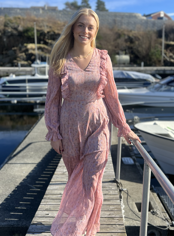 Flounce dress Old Rose - A-view