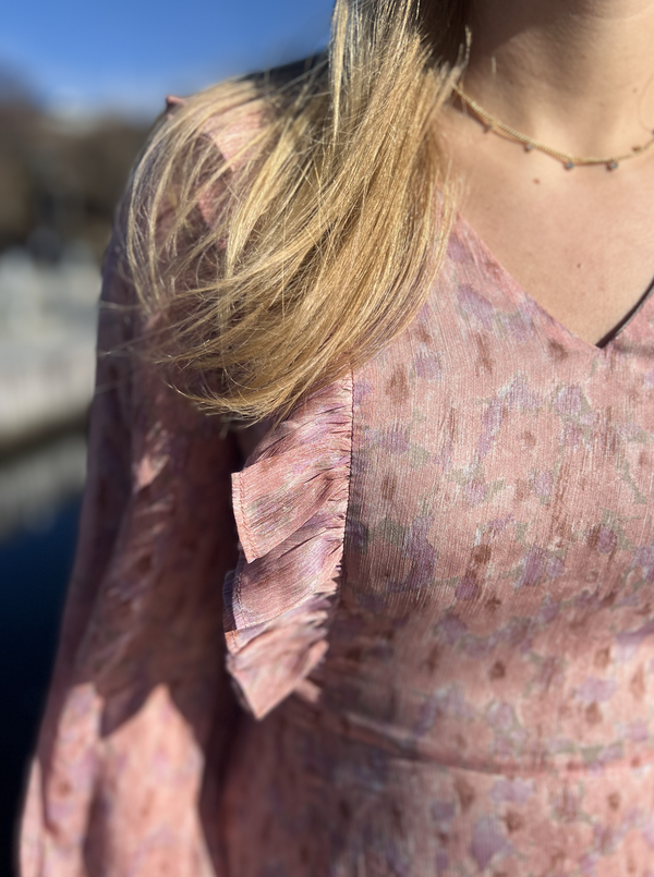 Flounce dress Old Rose - A-view