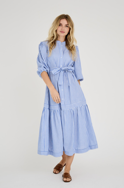 Katty Dress Blue/White Stripe - A-view