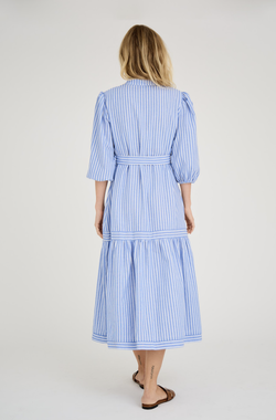 Katty Dress Blue/White Stripe - A-view