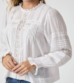 Ebba Voile Blouse White - Neo noir