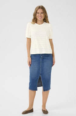 Tine Short Lace Blouse Chalk - Kaffe Clothing