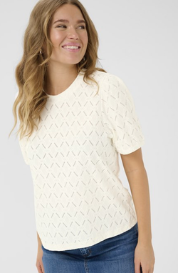 Tine Short Lace Blouse Chalk - Kaffe Clothing